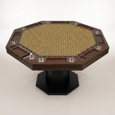 Poker Table Built for Professional Gaming, Solid Oak Construction, 8 Station Design, Mocha Finish