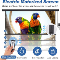 120 in Projector Screen Motorized Electric Projector Screen Black | 4:3 HD Pull down Projector Screen Automatic with Remote, Black Retractable Movie Screens Wall Mount Ceiling Outdoor Indoor