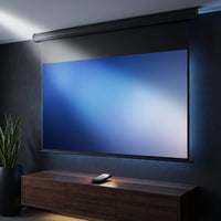 120 in Projector Screen Motorized Electric Projector Screen Black | 4:3 HD Pull down Projector Screen Automatic with Remote, Black Retractable Movie Screens Wall Mount Ceiling Outdoor Indoor — Studio Shot