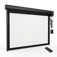 120 in Projector Screen Motorized Electric Projector Screen Black | 4:3 HD Pull down Projector Screen Automatic with Remote, Black Retractable Movie Screens Wall Mount Ceiling Outdoor Indoor — Studio Shot