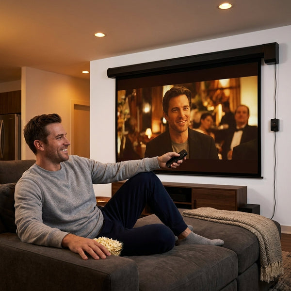 Motorized Projector Screen Engineered for Cinema Quality, 120 Inch, 4:3 HD Format, Remote Control, 4K Compatible