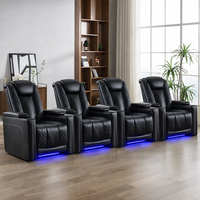 Home Theater Recliner Built for Cinematic Comfort, Power Recline, Cup Holders, Premium Faux Leather