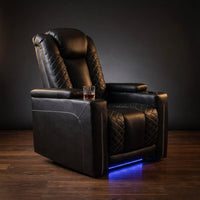 35.4'' Wide Modern Faux Leather Power Recliner Home Theater Individual Seat with Cup Holders — Studio Shot
