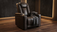 35.4'' Wide Modern Faux Leather Power Recliner Home Theater Individual Seat with Cup Holders — Lifestyle