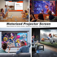 120 in Projector Screen Motorized Electric Projector Screen Black | 4:3 HD Pull down Projector Screen Automatic with Remote, Black Retractable Movie Screens Wall Mount Ceiling Outdoor Indoor