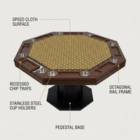 Lost Mill 8 Station Poker Table 1 Quantity in Mocha Oak 1 Pack with 8 Solid Wood Chip Trays — How It Works