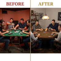 Poker Table Built for Professional Gaming, Solid Oak Construction, 8 Station Design, Mocha Finish — Before & After