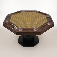Poker Table Built for Professional Gaming, Solid Oak Construction, 8 Station Design, Mocha Finish — Studio Shot