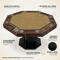 Poker Table Built for Professional Gaming, Solid Oak Construction, 8 Station Design, Mocha Finish — How It Works