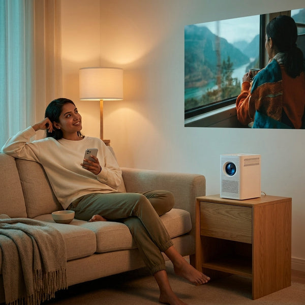 Portable LED Projector Built for Versatile Viewing, WiFi Smart TV Features, Compact Design, Multi-Device Connection