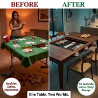 Wood Poker Table Convertible Gaming Table for 4-6 Players with Removable Tops — Before & After