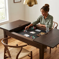 Wood Poker Table Convertible Gaming Table for 4-6 Players with Removable Tops — Lifestyle