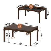 Gaming Poker Table Built for Versatile Use, Solid Oak Wood, 4-6 Players, Removable Tops, 6 Cup Holders