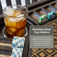 Lost Mill 8 Station Poker Table 1 Quantity in Mocha Oak 1 Pack with 8 Solid Wood Chip Trays