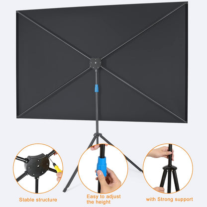 Projector Screen with Stand, 80 Inch Portable Projector Screen Outdoor Indoor, 1.2 Gain Fiberglass Projection Screen, 16:9 Outdoor Movie PVC Screen with Carrying Bag for Movie Night(White Screen)