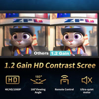 120 in Projector Screen Motorized Electric Projector Screen Black | 4:3 HD Pull down Projector Screen Automatic with Remote, Black Retractable Movie Screens Wall Mount Ceiling Outdoor Indoor