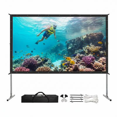 Projector Screen and Stand, 135 Inch Outdoor Movie Screen-Upgraded 3 Layers PVC 16:9 Outdoor Projector Screen,Portable Video Projection Screen with Carrying Bag for Home Theater Backyard
